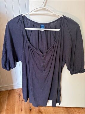 Old Navy Short-Sleeve Henley Top in navy maternity nursing friendly